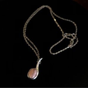 Rhodochrosite oval stone 925 swirl pendant on 900 chain necklace